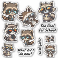 Cute Raccoon and Opossum Sticker Sheet, Adorable