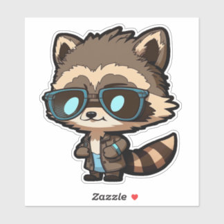 Raccoon in Sunglasses Vinyl Sticker, Whimsical Sticker