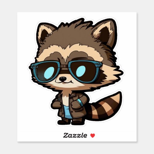 Raccoon in Sunglasses Vinyl Sticker Whimsical Sticker