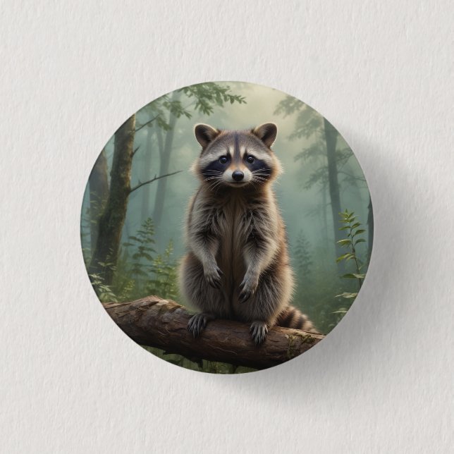 Raccoon in the Forest Button (Front)