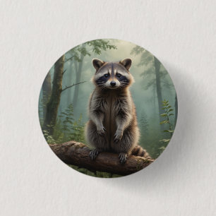 Raccoon in the Forest Button