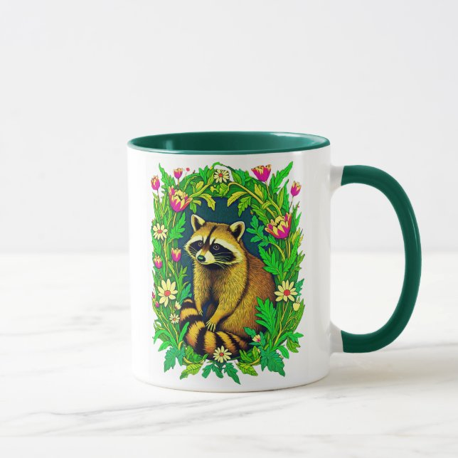  Raccoon in the Middle of Wildflower Garden Mug (Right)