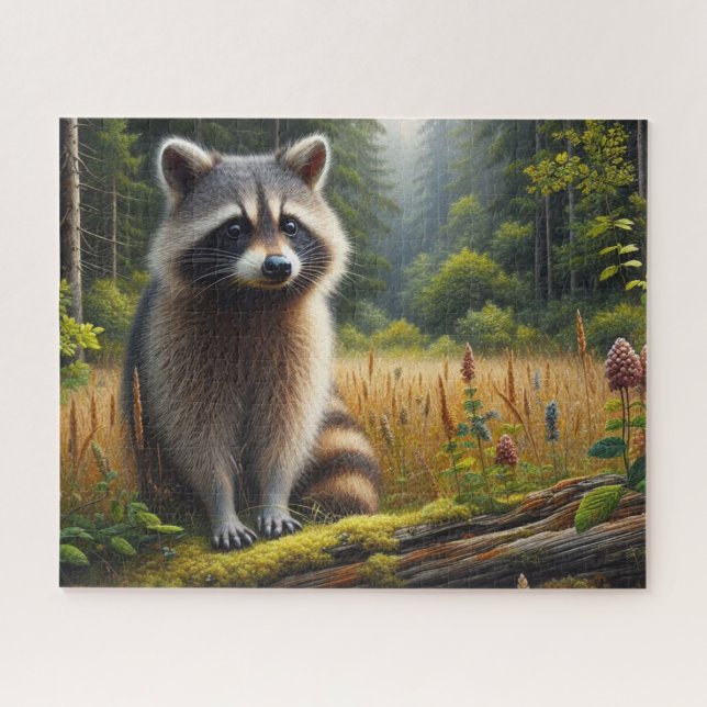 Raccoon in the Woods Nature  Jigsaw Puzzle (Horizontal)
