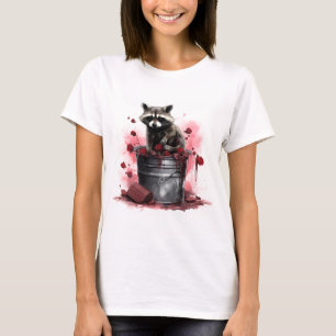 Raccoon in trash bin Valentines day T-Shirt
