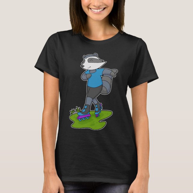 Raccoon Inline skating Roller skates T-Shirt (Front)