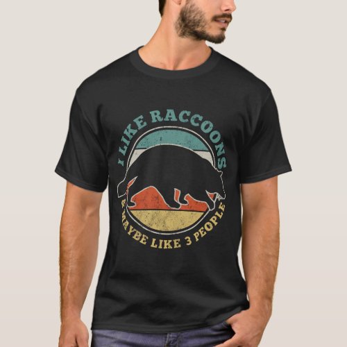 Raccoon Introvert Sarcasm Retro T_Shirt