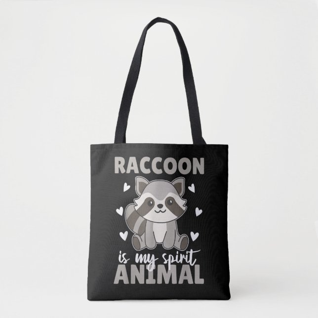 Raccoon Is My Spirit Animal Cute Raccoon Tote Bag (Front)