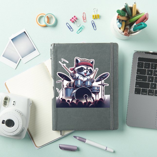 Raccoon Jam: Beating the Drums with Unstoppable  Sticker (iPad Cover)