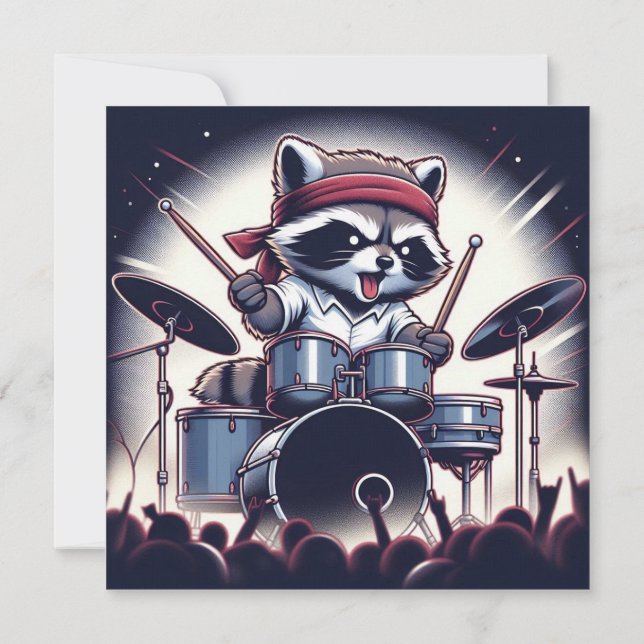 Raccoon Jam: Beating the Drums with Unstoppable  Thank You Card (Back)