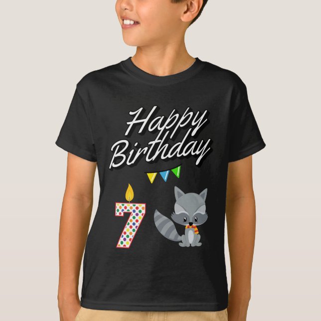 Raccoon Kawaii for 7 Year Old Birthday T-Shirt (Front)