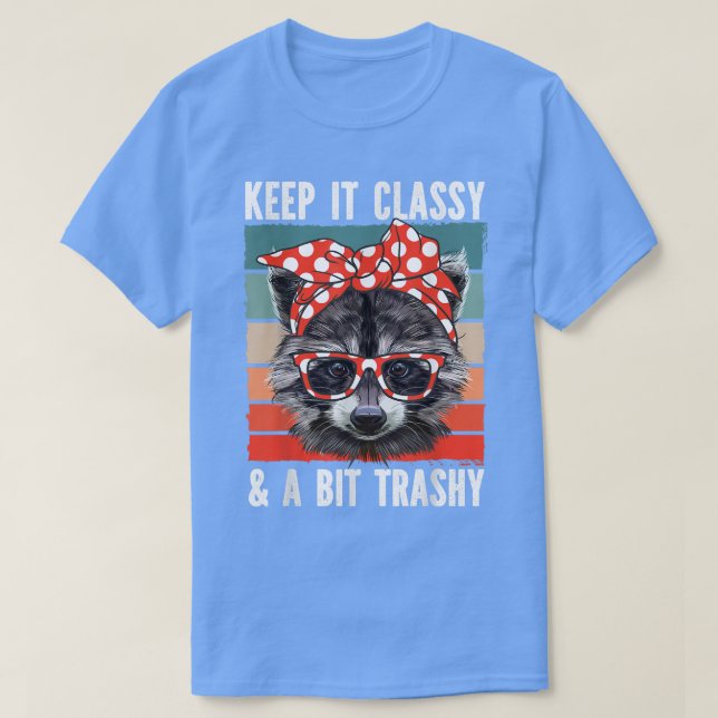 Raccoon Keep It Classy Trashy Raccoon Glasses Band T-Shirt (Design Front)