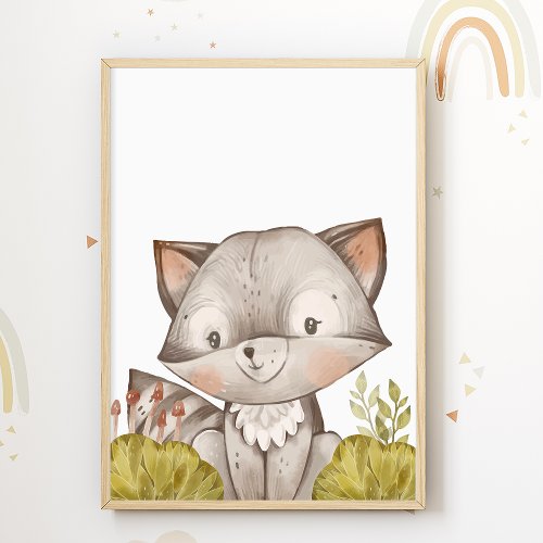 Raccoon Kids Room Print Cute Animal Poster