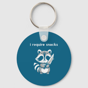 Raccoon Knife I Require Snacks Funny Saying Humor Keychain