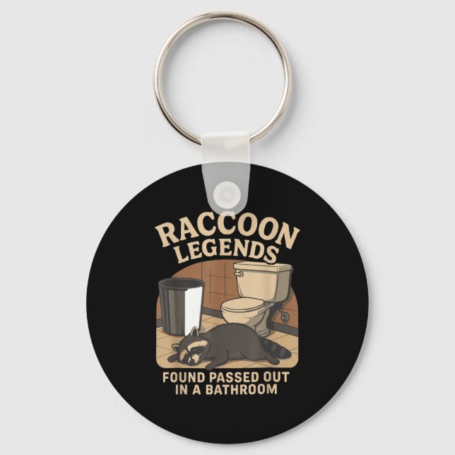 Raccoon Legends Found Ped Out In A Bathroom Trashe Keychain (Front)
