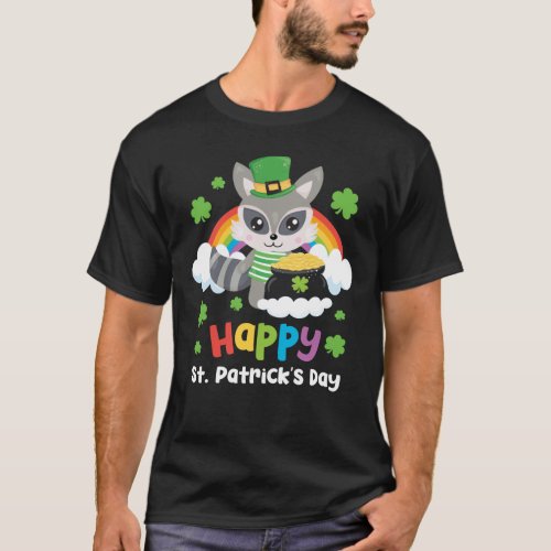 Raccoon Leprechaun St Patricks Day Lucky Shamrock  T_Shirt