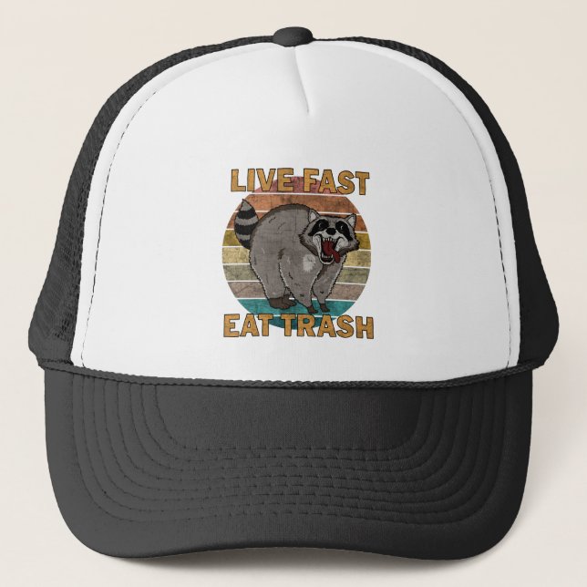 Raccoon - Live Fast Eat Trash Trucker Hat (Front)