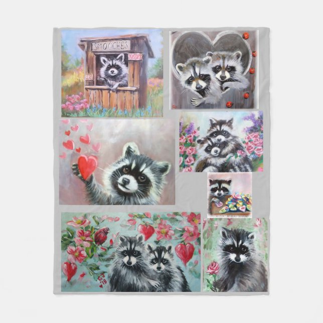 Raccoon Love Fleece Blanket (Front)