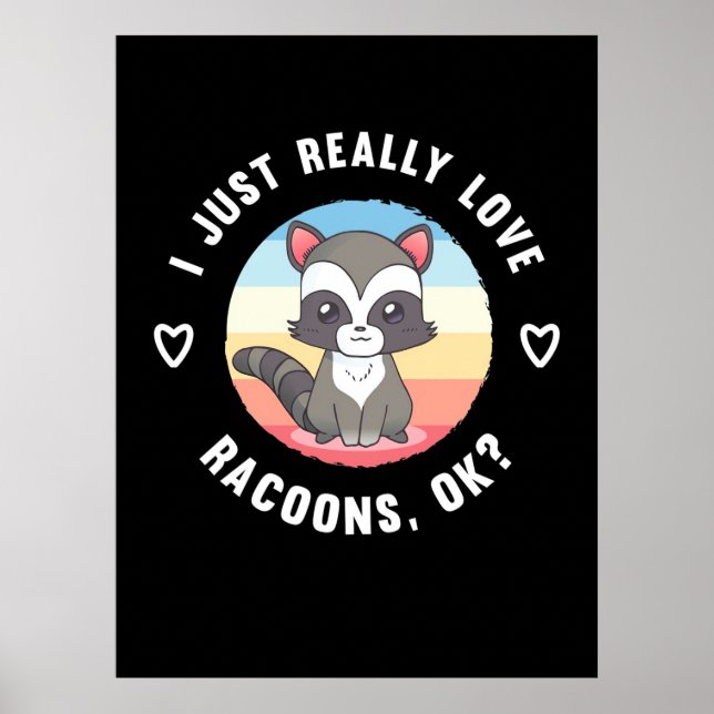 Raccoon Lover I Just Really Love Raccoons Poster (Front)