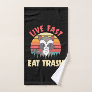 Raccoon Lover Live Fast Eat Trash Hand Towel