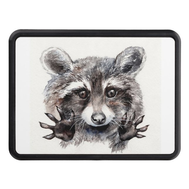 Raccoon Lover Lovely Baby Raccoon Hitch Cover (Front)