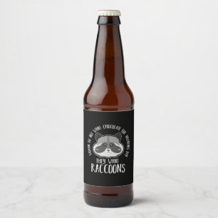 Raccoon Lover Raccoon For Valentines Day Beer Bottle Label