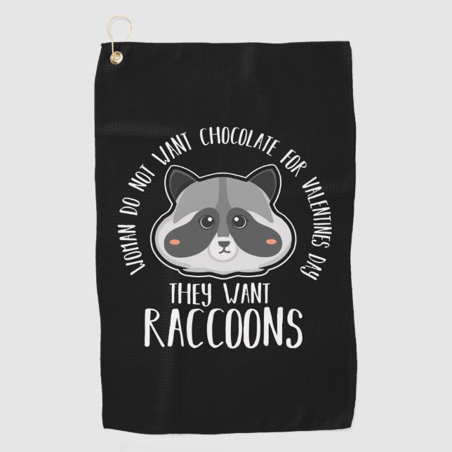 Raccoon Lover Raccoon For Valentines Day Golf Towel (Front)