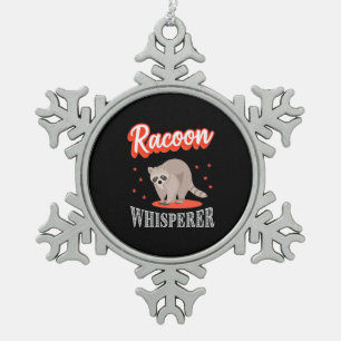 Raccoon Lover Raccoon Whisperer Snowflake Pewter Christmas Ornament