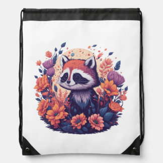 Raccoon Lovers Artwork Drawstring Bag