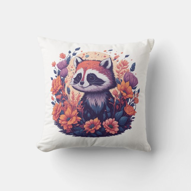 Raccoon Lovers Artwork Throw Pillow (Front)