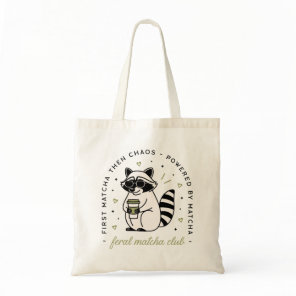 Raccoon matcha club funny chaotic girl kawaii tote bag