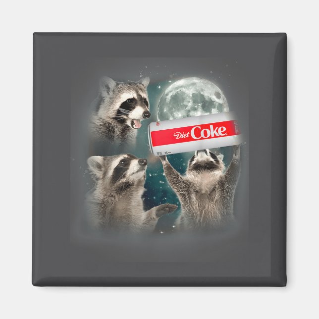 Raccoon Meme 3 Racoons Howling At Moon Funny Weird Magnet (Front)