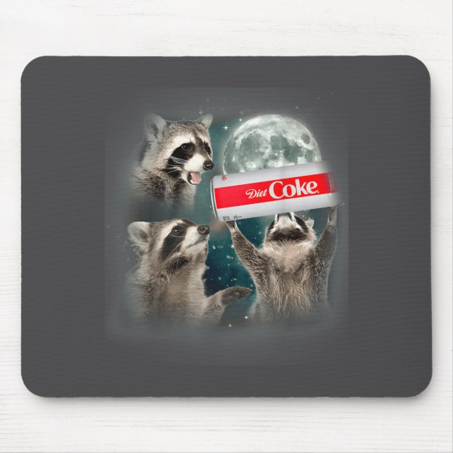 Raccoon Meme 3 Racoons Howling At Moon Funny Weird Mouse Pad (Front)