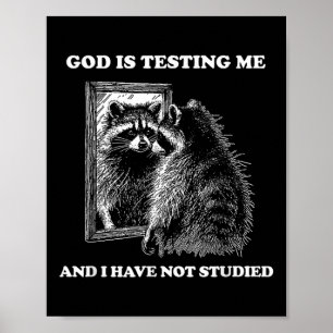 Raccoon Meme Funny Saying God Is Testing Me Street Poster