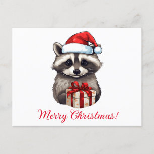 Raccoon Merry Christmas! Holiday Postcard