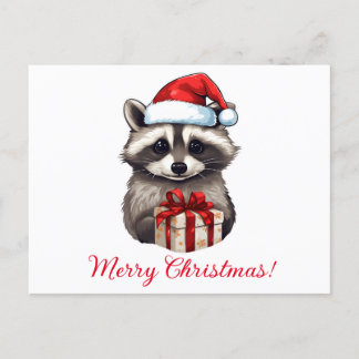 Raccoon Merry Christmas! Holiday Postcard