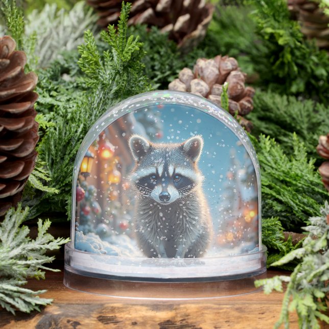 Raccoon Merry Christmas Snow Globe (Winter)