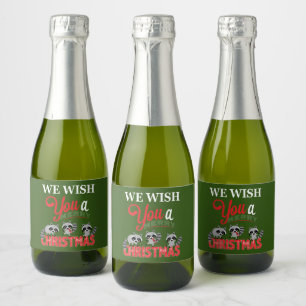 Raccoon Merry Christmas Sparkling Wine Label