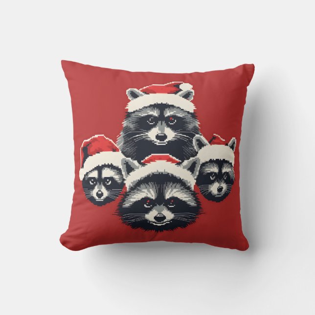 Raccoon Merry Christmas Ya filthy animal Throw Pillow (Front)