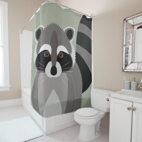 Raccoon Mischief Log Cabin Camping Shower Curtain