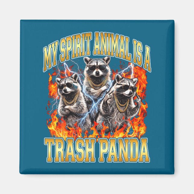 Raccoon My Srit Animal Is A Trash Panda Funny Boot Magnet (Front)