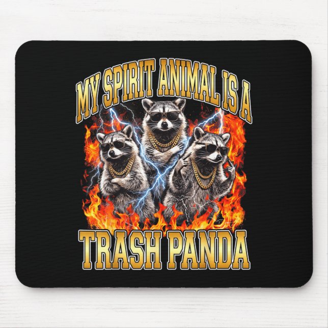 Raccoon My Srit Animal Is A Trash Panda Funny Boot Mouse Pad (Front)