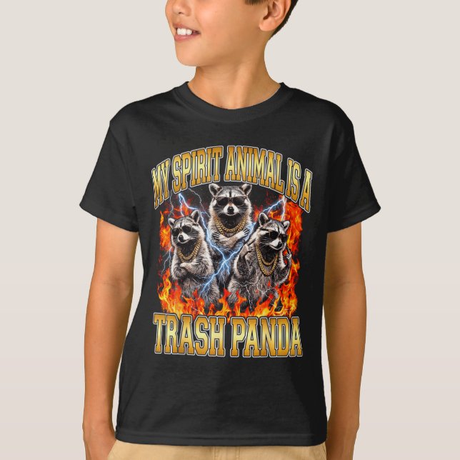 Raccoon My Srit Animal Is A Trash Panda Funny Boot T-Shirt (Front)