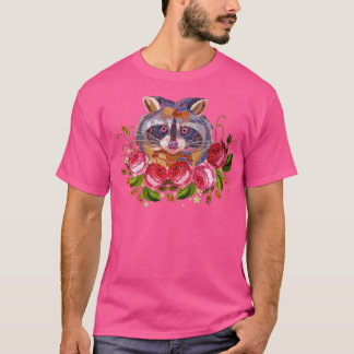 Raccoon Nature Flowers T-Shirt