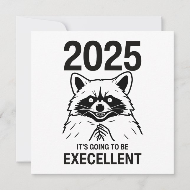 Raccoon New Year 2025 It's Going To Be Excellent Holiday Card (Front)