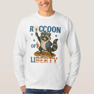 Raccoon of Liberty   Funny Patriotic Animal Firewo T-Shirt