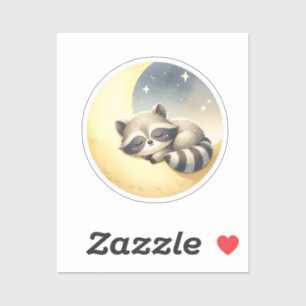 Raccoon on the Moon Cute Woodland Animal Kids Sticker