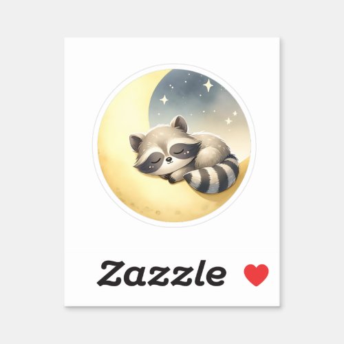 Raccoon on the Moon Cute Woodland Animal Kids Sticker