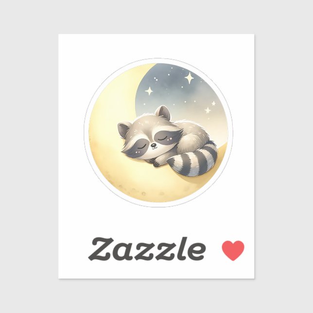 Raccoon on the Moon Cute Woodland Animal Kids Sticker (Sheet)