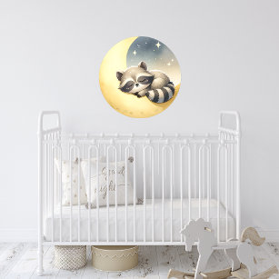 Raccoon on the Moon! Cute Woodland Animal Nursery  Wall Decal