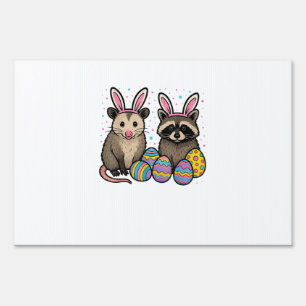 Raccoon Opossum Easter T-Shirt_1 Sign